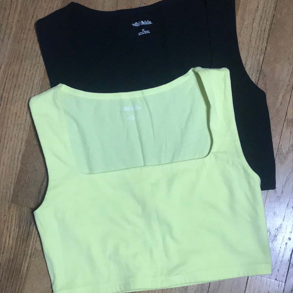 2 Wild Fable Women’s Square Neck Tank Crop Top - Yellow